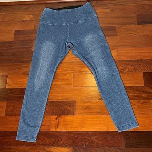 Lysse Women's Denim Leggings, Soft Stretch High Waist Midwash Blue, Size L